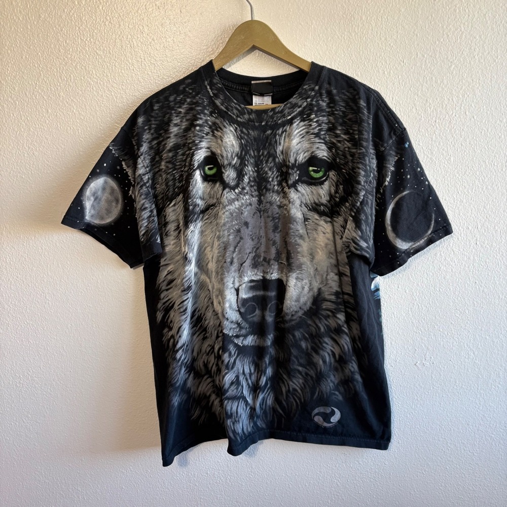 Vintage 1996 Liquid Blue T Shirt Arctic Wolf Mens XL All over print Y2K 90s Art